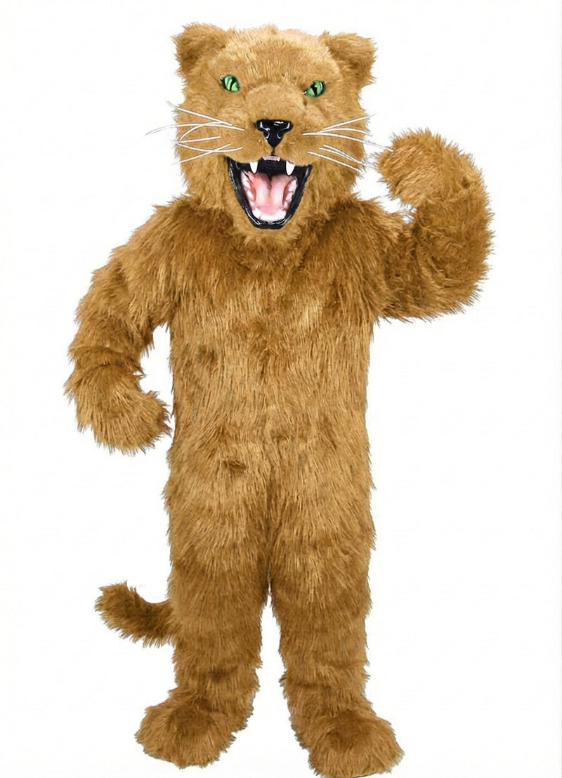 Fierce Black Panther Mascot - Long fur / Tan mascot costume