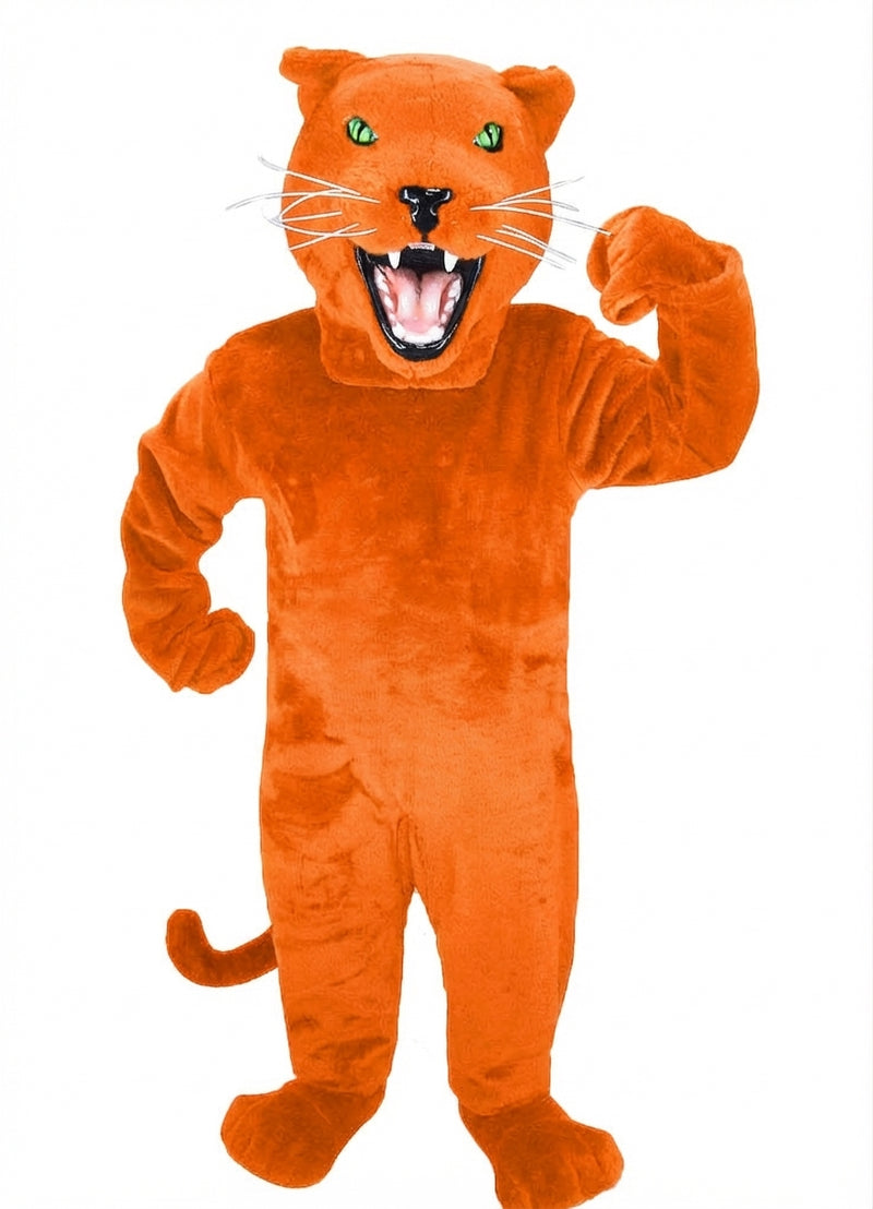 Fierce Black Panther Mascot - Short fur / Bright Orange mascot costume
