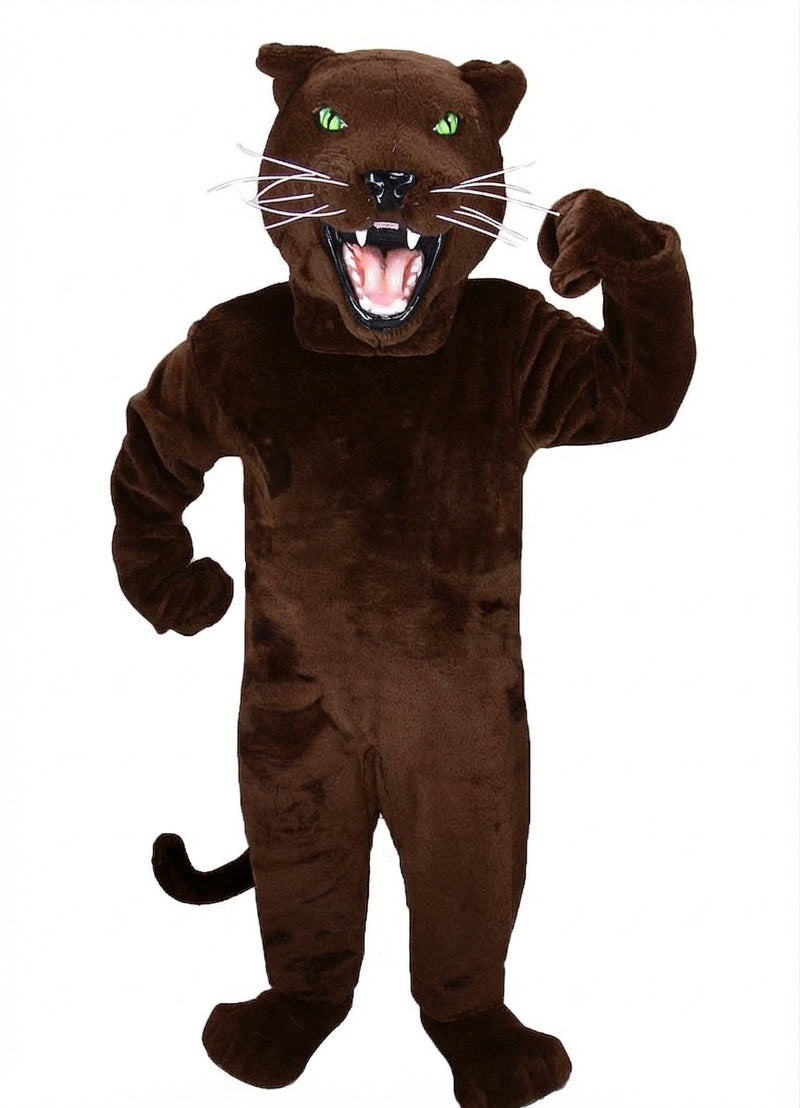 Fierce Black Panther Mascot - Short fur / Chocolate Brown mascot costume