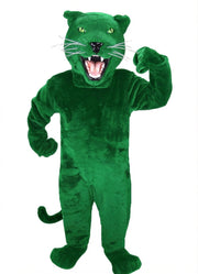 Fierce Black Panther Mascot - Short fur / Green mascot costume