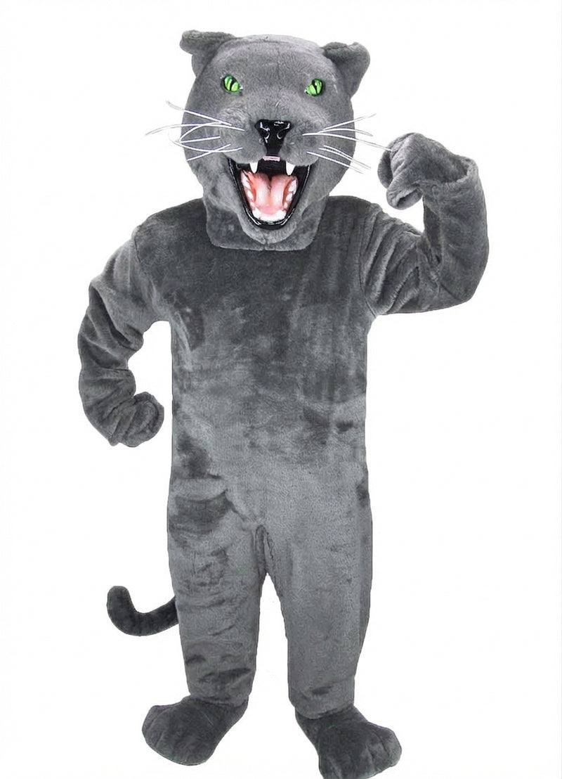 Fierce Black Panther Mascot - Short fur / Grey mascot costume