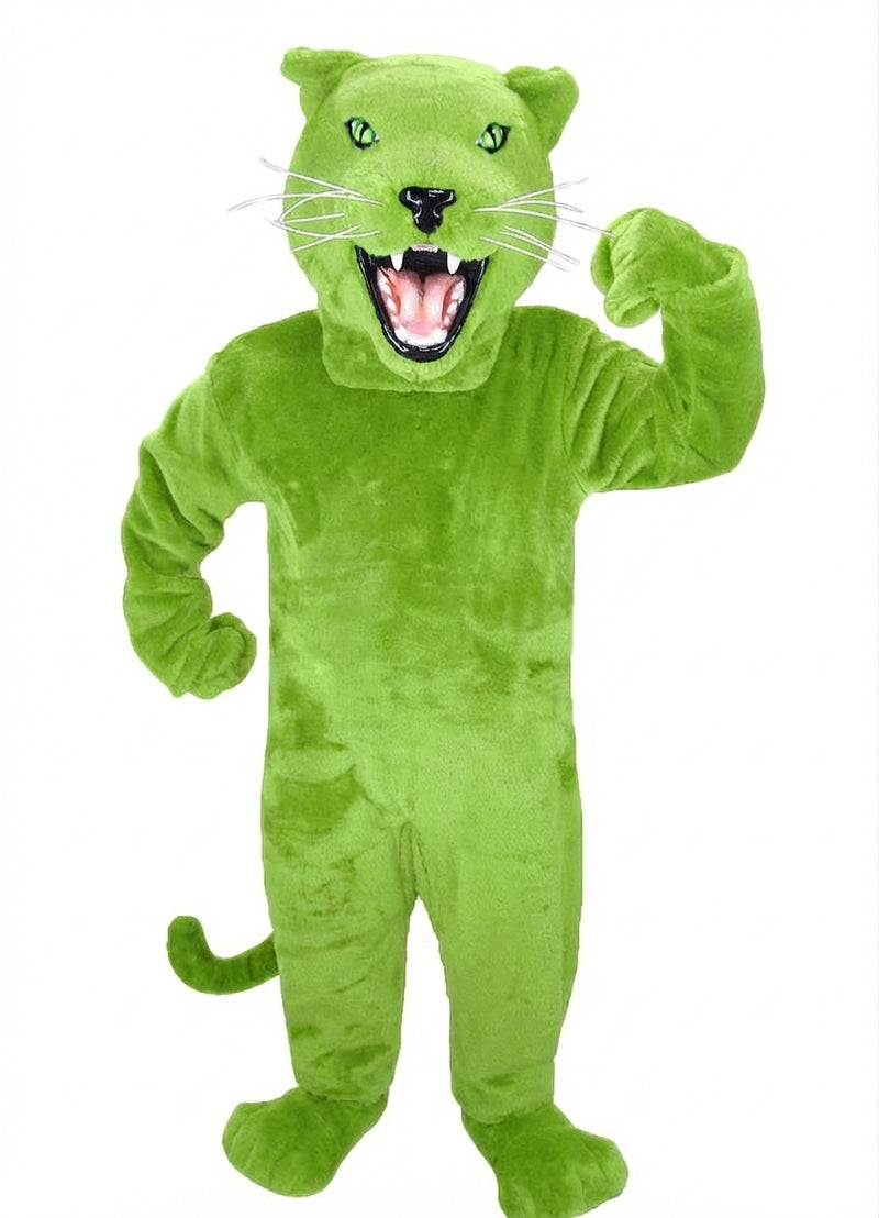 Fierce Black Panther Mascot - Short fur / Lime mascot costume