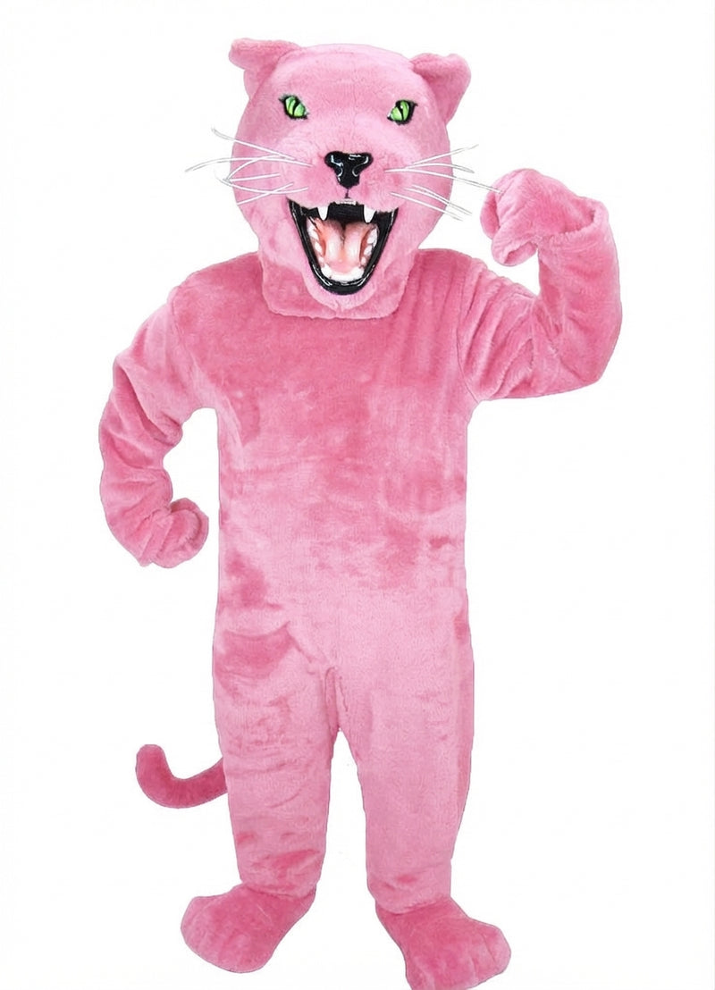 Fierce Black Panther Mascot - Short fur / Pink mascot costume
