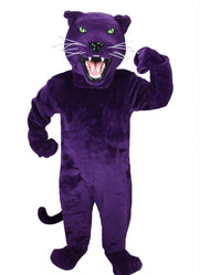 Fierce Black Panther Mascot - Short fur / Purple mascot costume