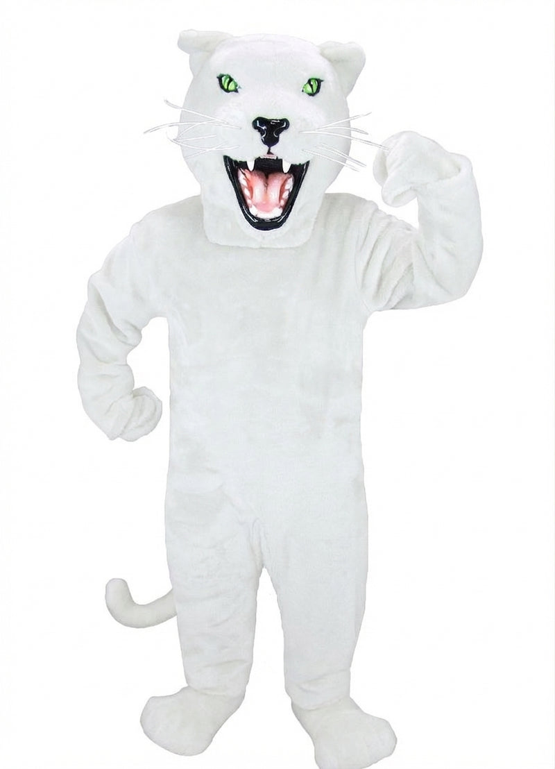 Fierce Black Panther Mascot - Short fur / White mascot costume