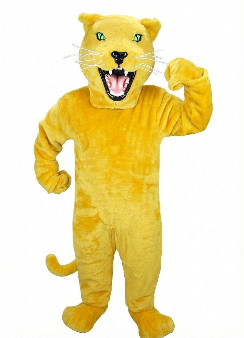 Fierce Black Panther Mascot - Short fur / Yellow mascot costume