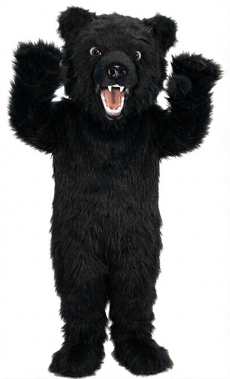 Fierce Grizzly Bear Mascot (Thermolite) - Long fur / Black mascot costume