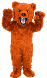 Fierce Grizzly Bear Mascot (Thermolite) - Long fur / Bright Orange mascot costume