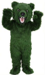Fierce Grizzly Bear Mascot (Thermolite) - Long fur / Green mascot costume