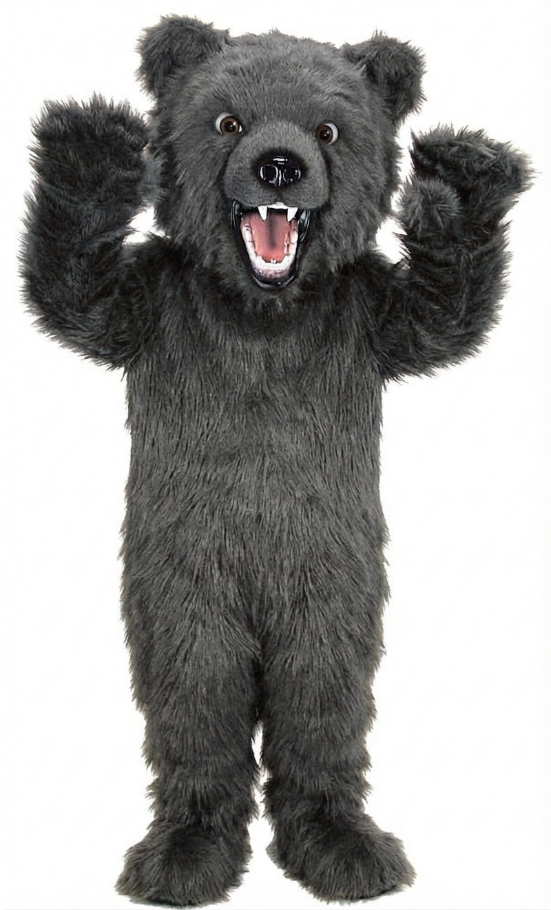 Fierce Grizzly Bear Mascot (Thermolite) - Long fur / Grey mascot costume