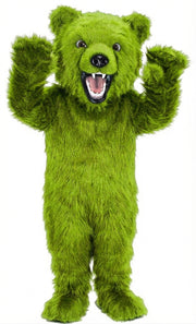 Fierce Grizzly Bear Mascot (Thermolite) - Long fur / Lime mascot costume