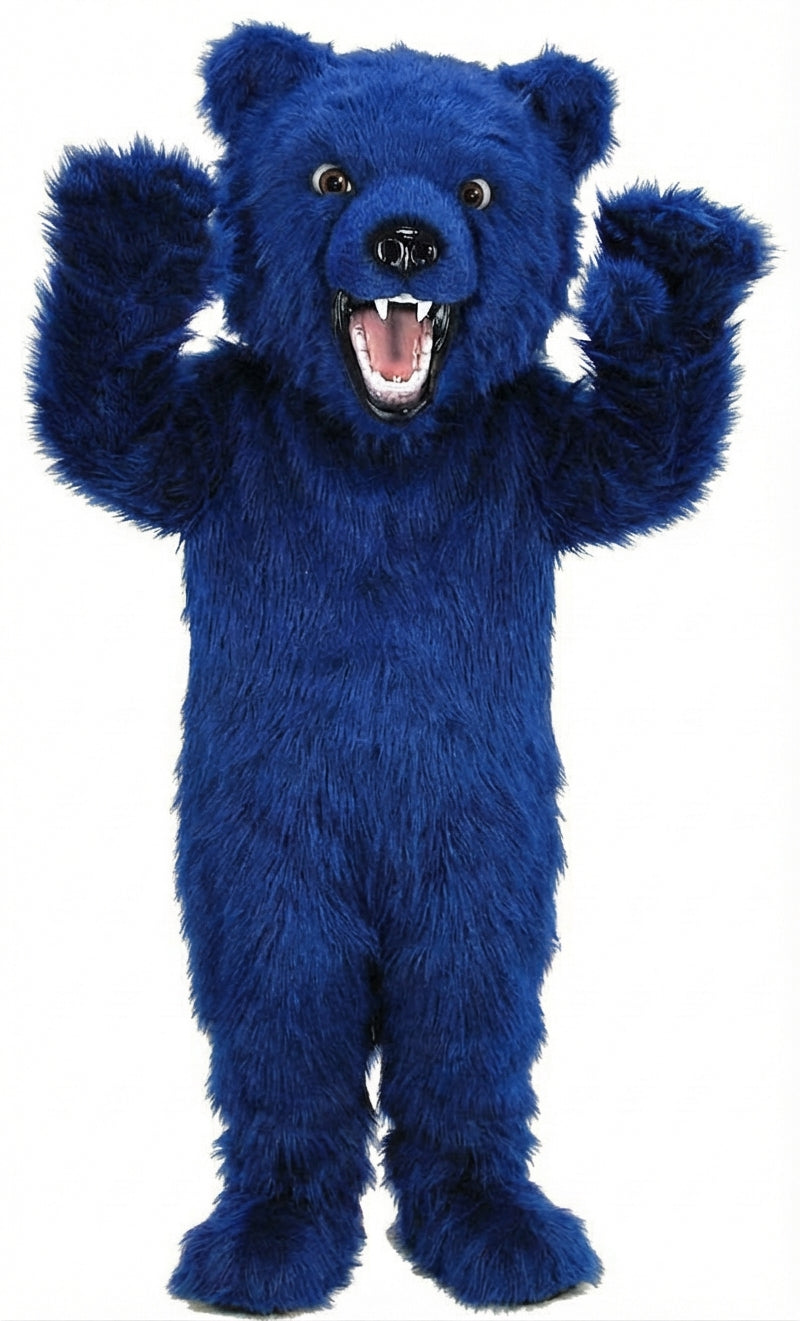 Fierce Grizzly Bear Mascot (Thermolite) - Long fur / Royal Blue mascot costume