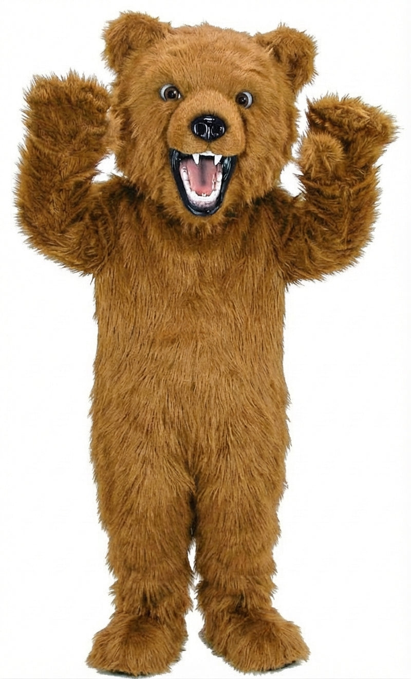 Fierce Grizzly Bear Mascot (Thermolite) - Long fur / Tan mascot costume