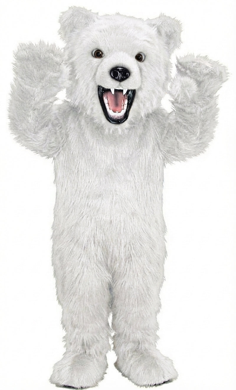 Fierce Grizzly Bear Mascot (Thermolite) - Long fur / White mascot costume
