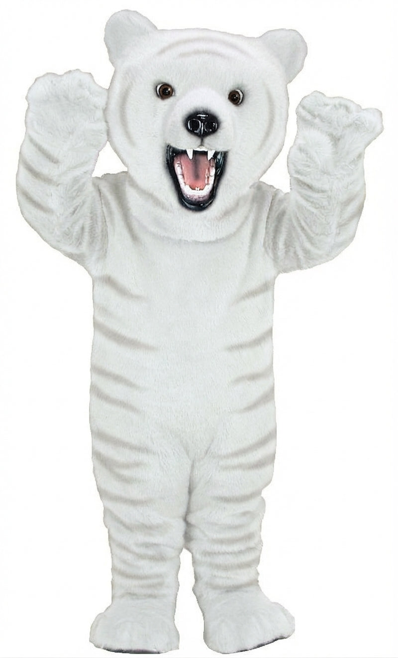 Fierce Grizzly Bear Mascot (Thermolite) - Short fur / Albino Tiger mascot costume