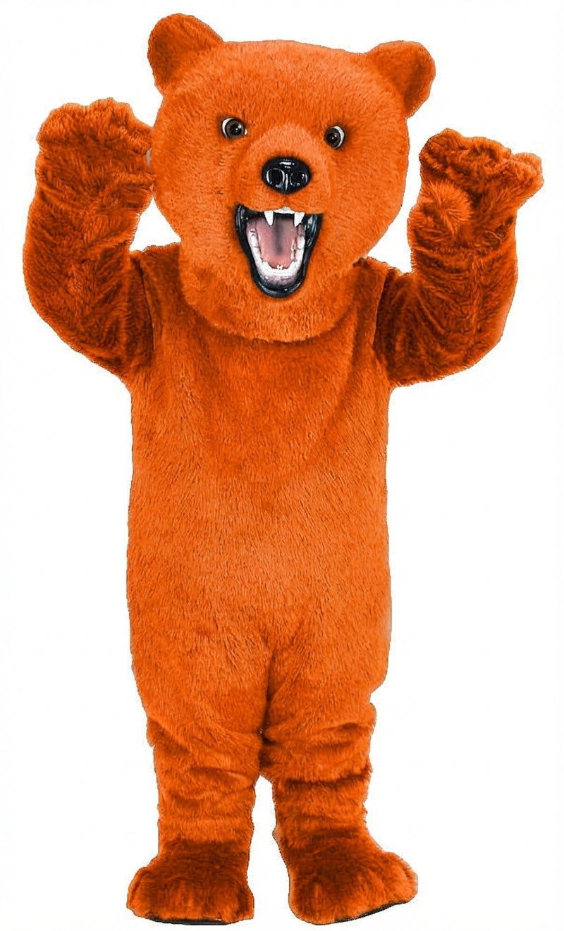 Fierce Grizzly Bear Mascot (Thermolite) - Short fur / Bright Orange mascot costume