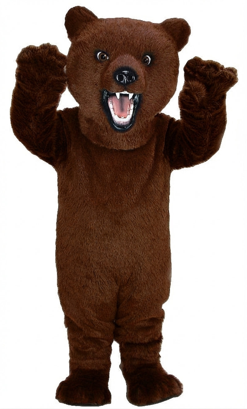 Fierce Grizzly Bear Mascot (Thermolite) - Short fur / Chocolate Brown mascot costume