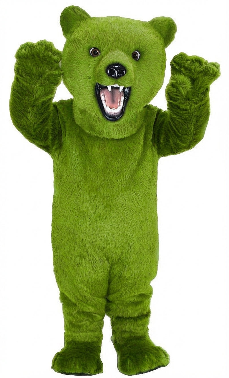 Fierce Grizzly Bear Mascot (Thermolite) - Short fur / Lime mascot costume