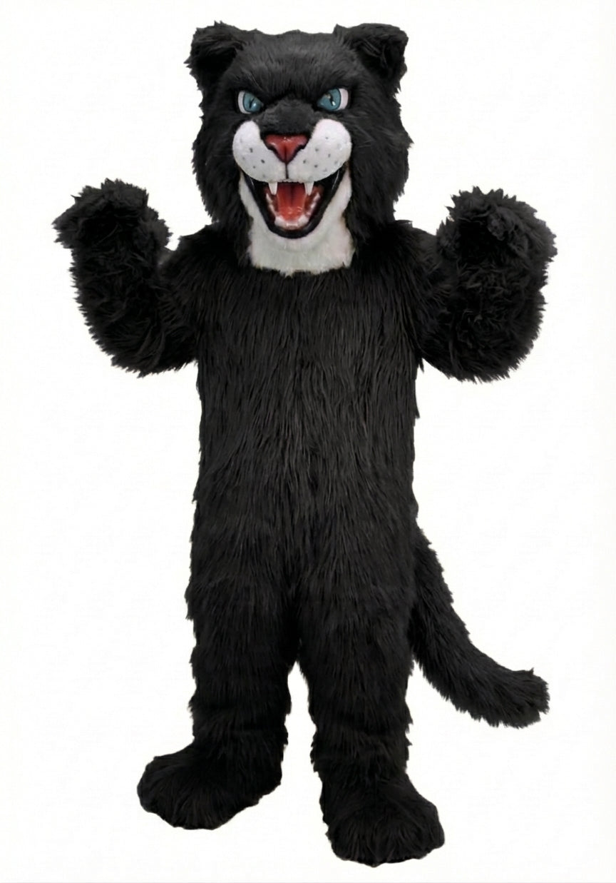 Fierce Leopard Mascot - Long fur / Black mascot costume
