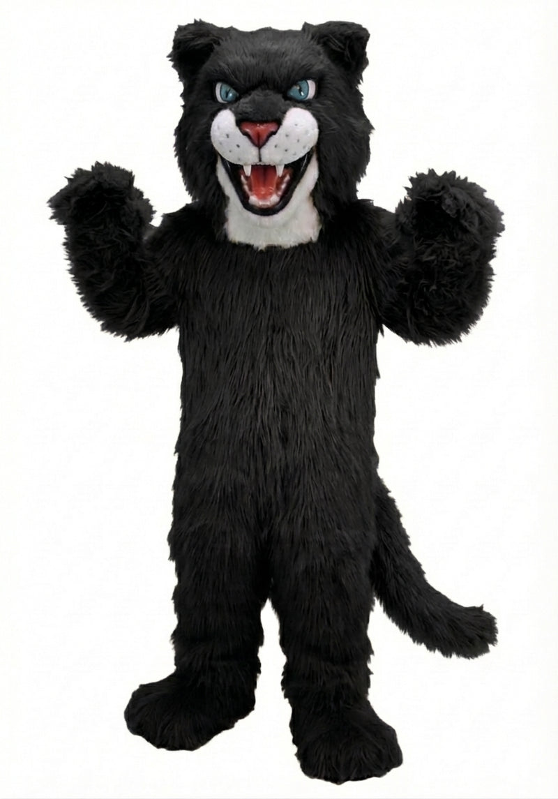 Fierce Leopard Mascot - Long fur / Black mascot costume