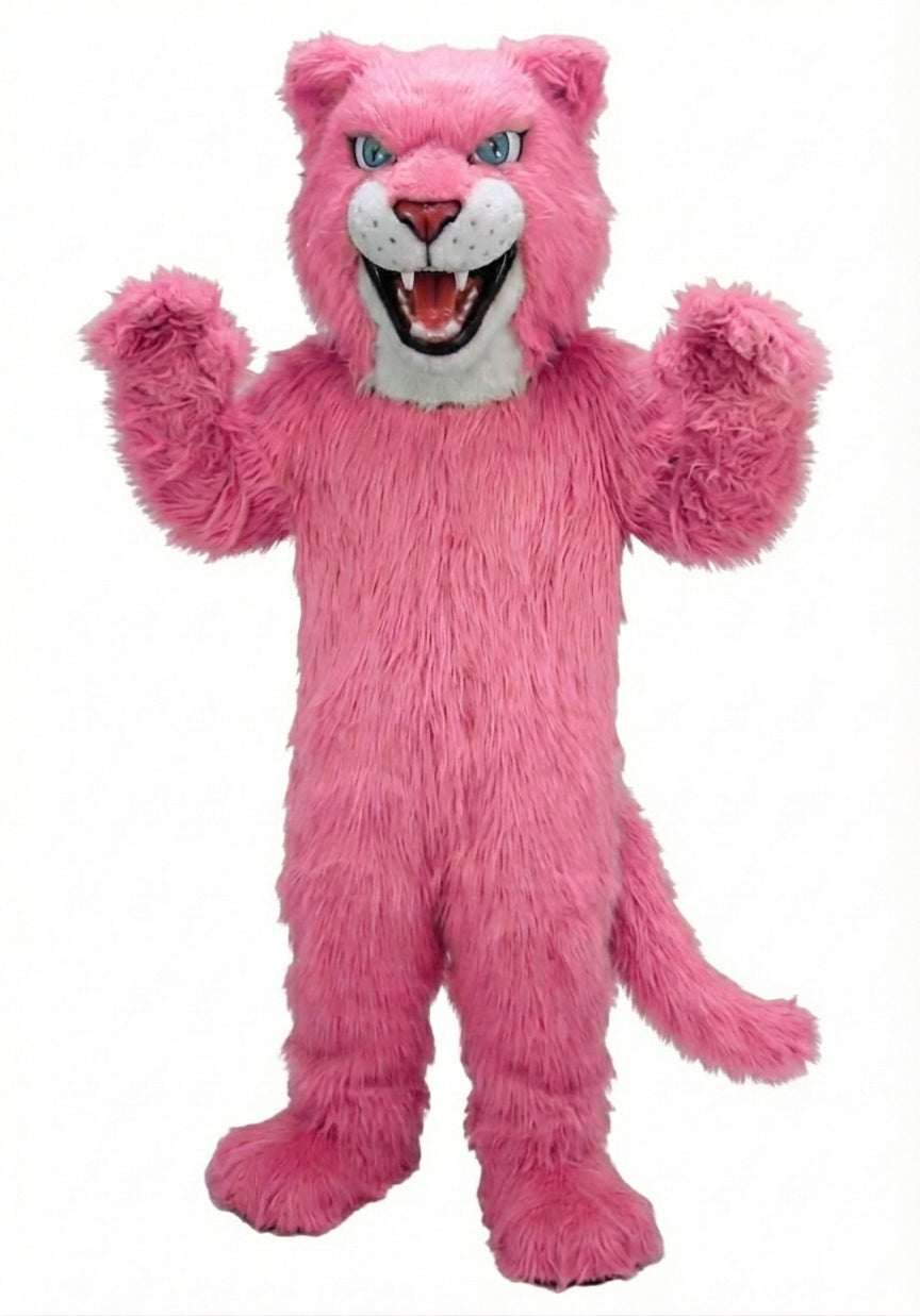 Fierce Leopard Mascot - Long fur / Bright Pink mascot costume