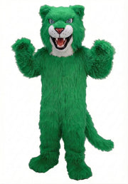 Fierce Leopard Mascot - Long fur / Green mascot costume
