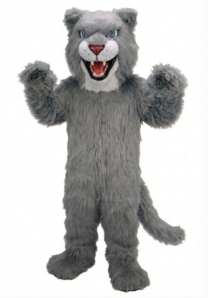 Fierce Leopard Mascot - Long fur / Grey mascot costume