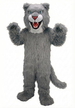 Fierce Leopard Mascot - Long fur / Grey mascot costume