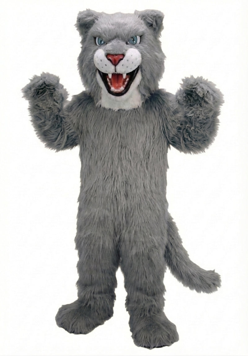 Fierce Leopard Mascot - Long fur / Grey mascot costume