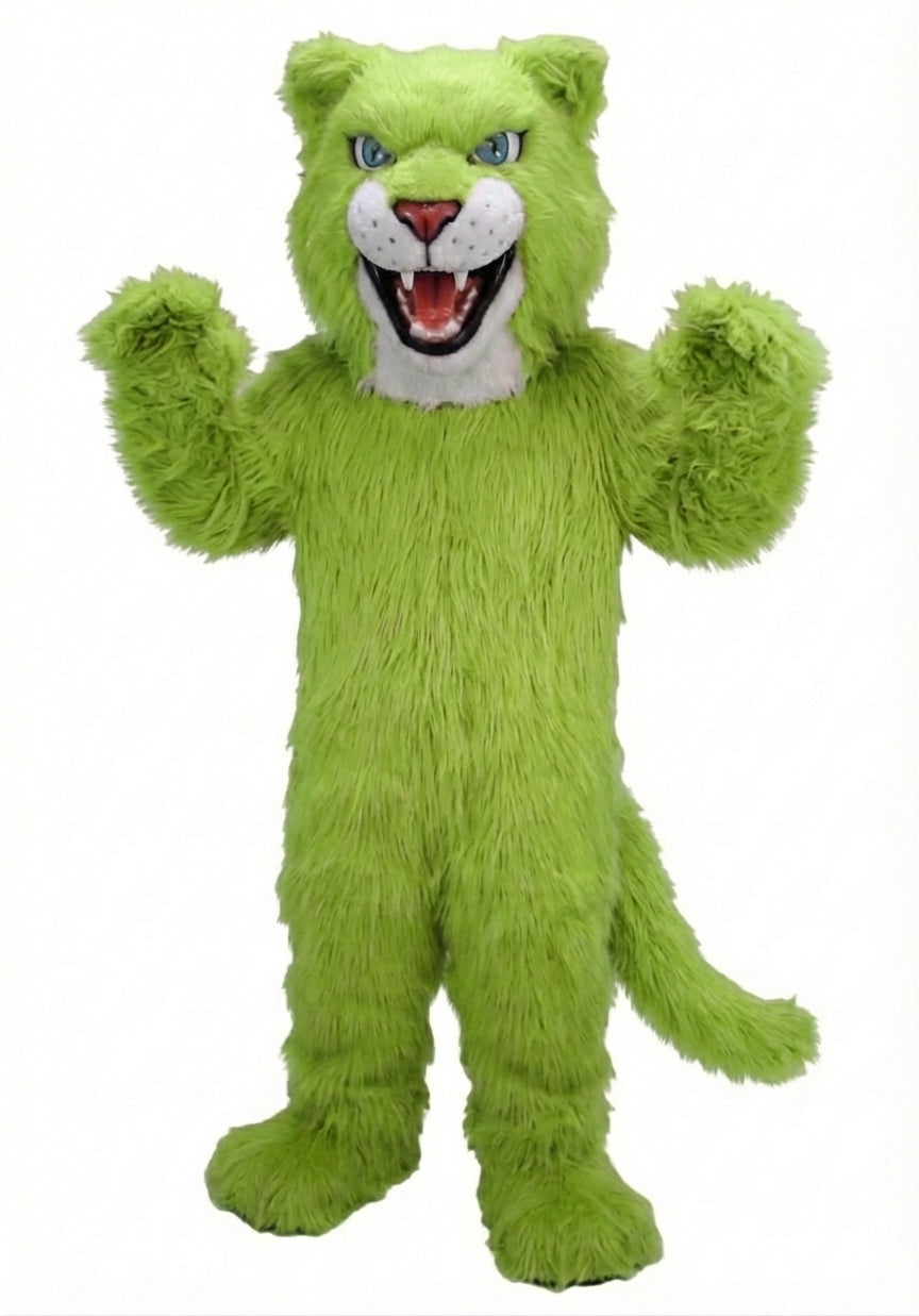 Fierce Leopard Mascot - Long fur / Lime mascot costume