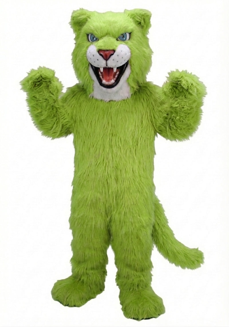 Fierce Leopard Mascot - Long fur / Lime mascot costume