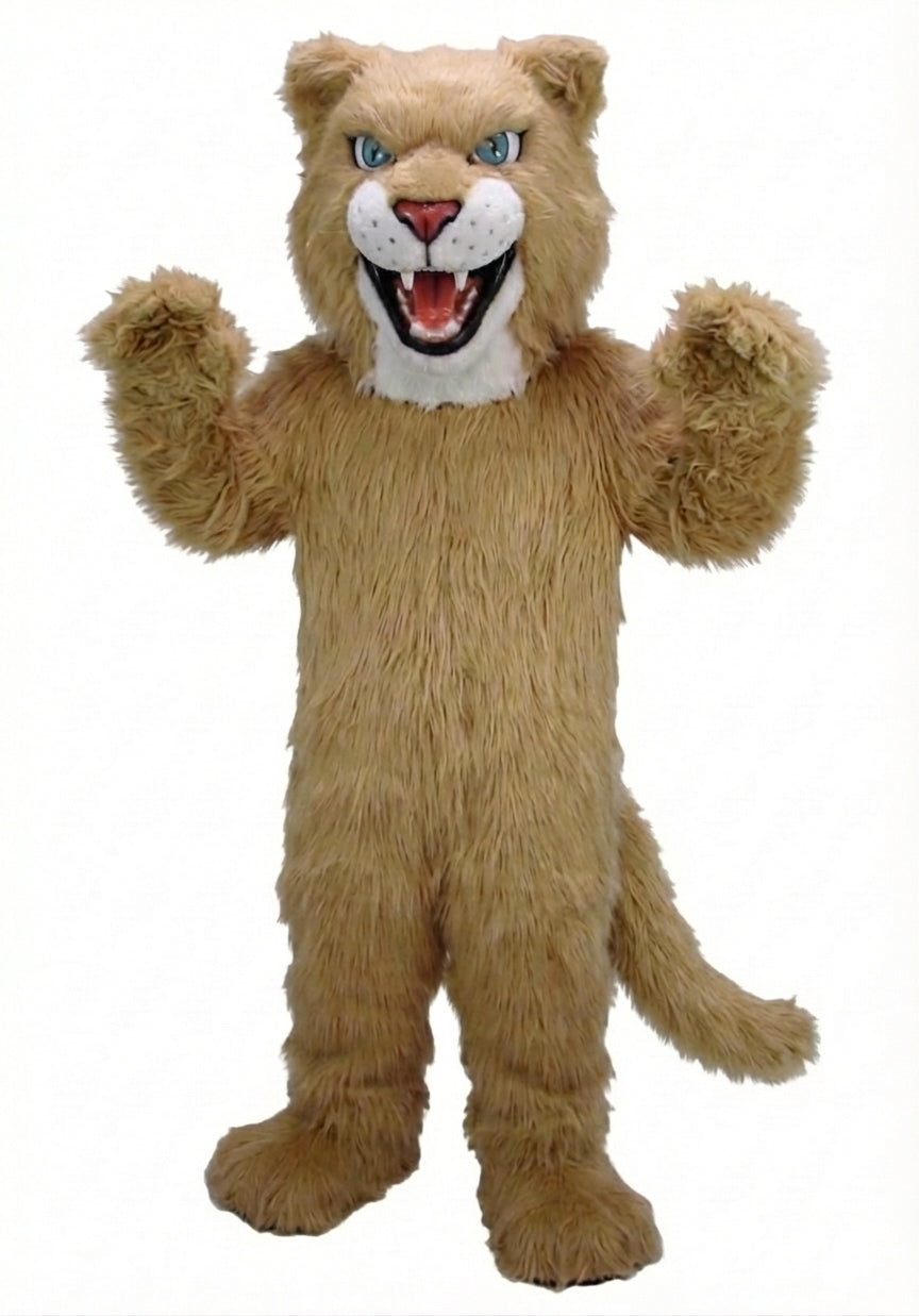 Fierce Leopard Mascot - Long fur / Tan mascot costume