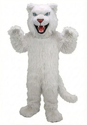 Fierce Leopard Mascot - Long fur / White mascot costume