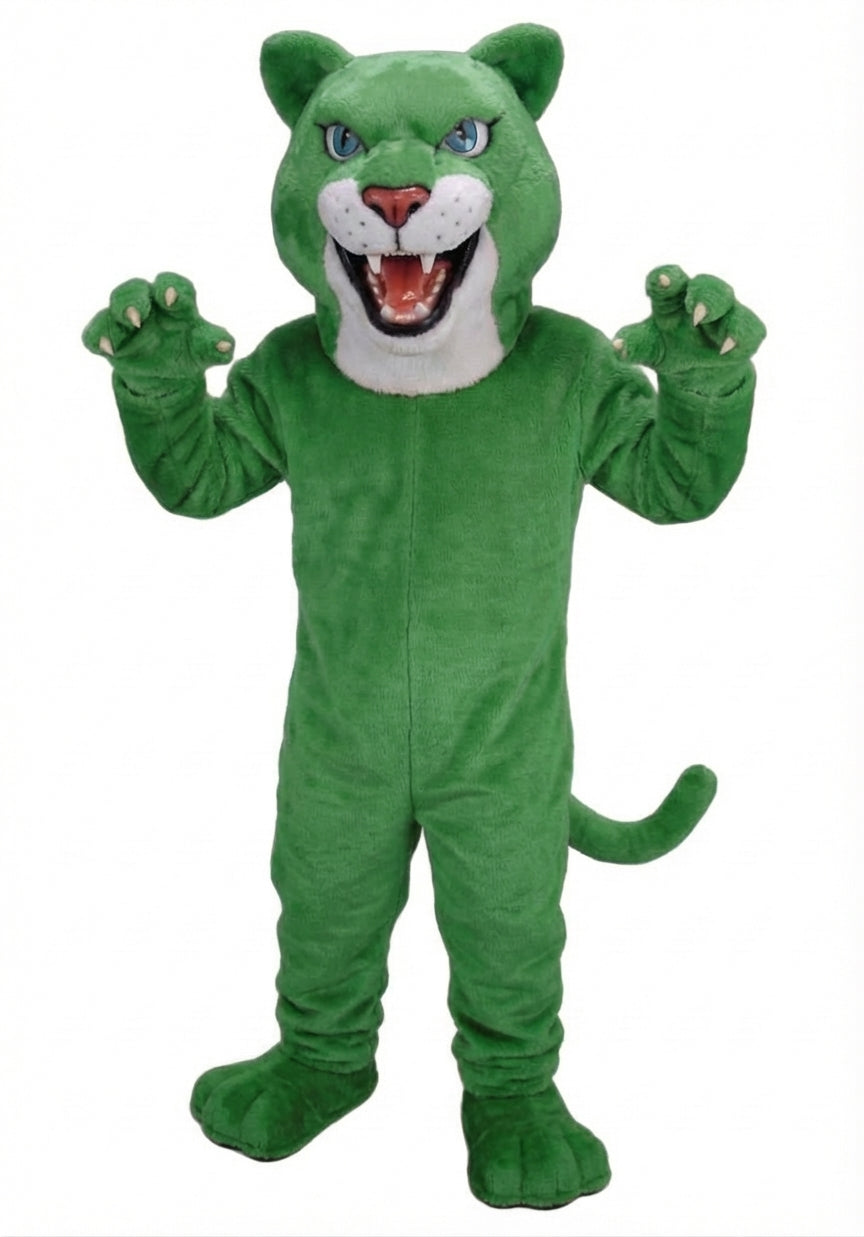 Fierce Leopard Mascot - Short fur / Green mascot costume