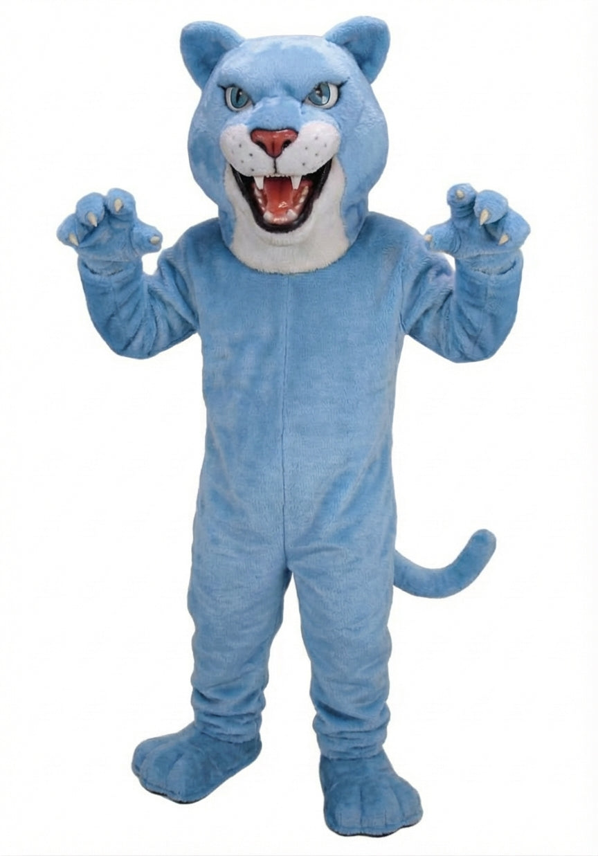 Fierce Leopard Mascot - Short fur / Light blue mascot costume