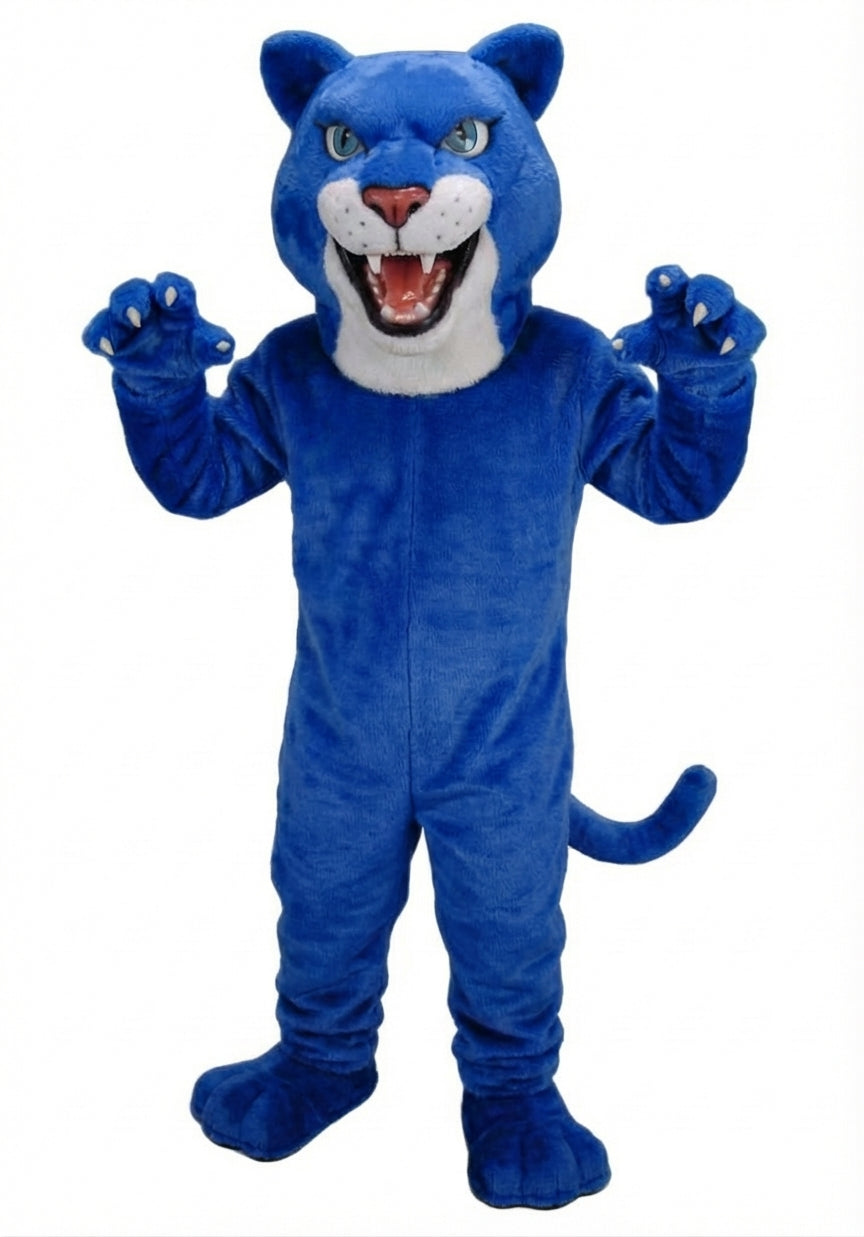 Fierce Leopard Mascot - Short fur / Royal blue mascot costume