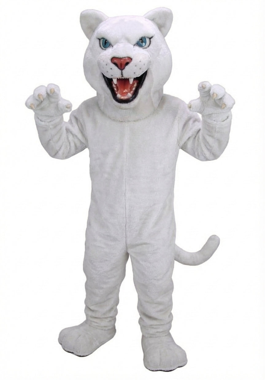Fierce Leopard Mascot - Short fur / White mascot costume
