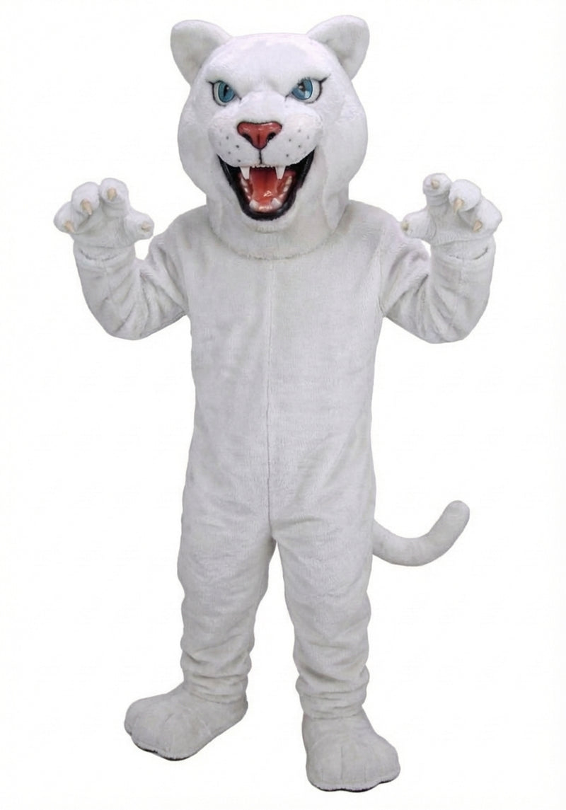 Fierce Leopard Mascot - Short fur / White mascot costume