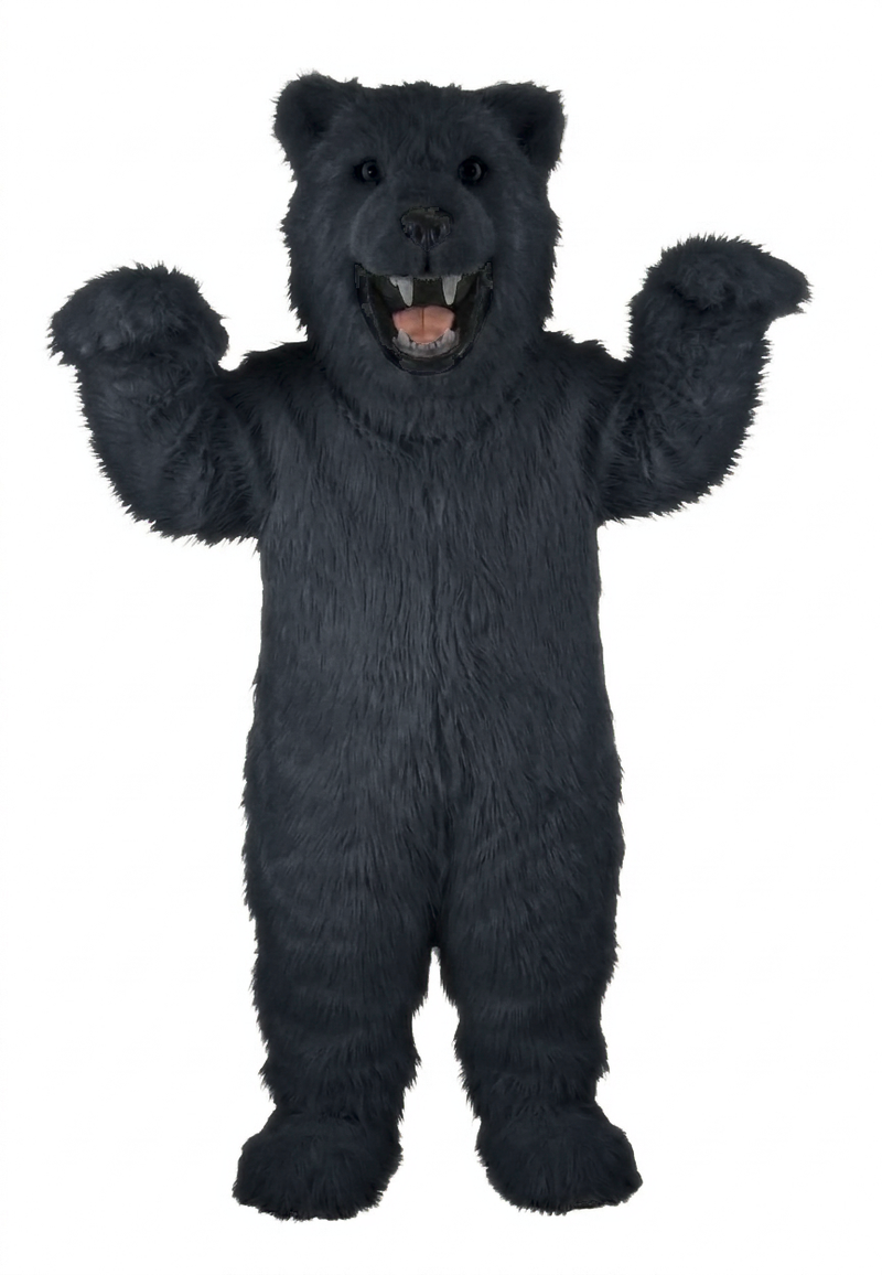Fierce Polar Bear Mascot - Long fur / Black mascot costume