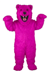 Fierce Polar Bear Mascot - Long fur / Bright Pink mascot costume