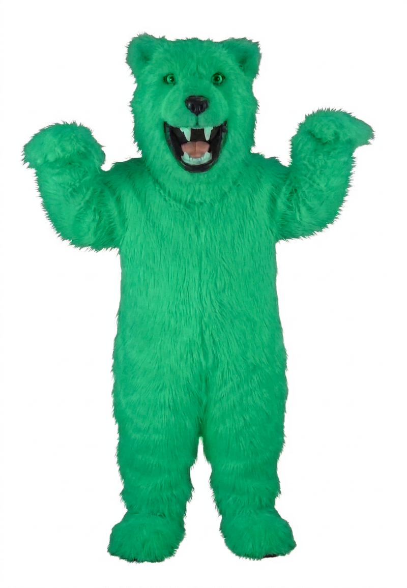 Fierce Polar Bear Mascot - Long fur / Lime mascot costume