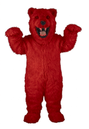 Fierce Polar Bear Mascot - Long fur / Red mascot costume