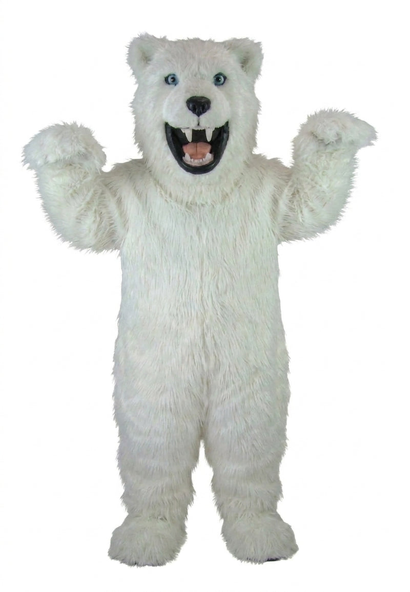 Fierce Polar Bear Mascot - Long fur / White mascot costume