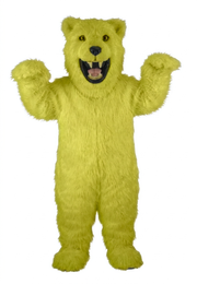 Fierce Polar Bear Mascot - Long fur / Yellow mascot costume