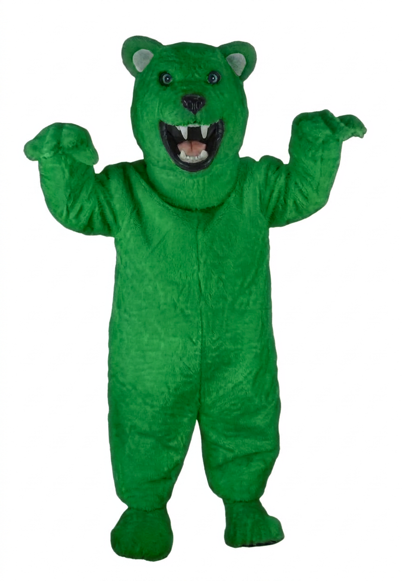 Fierce Polar Bear Mascot - Short fur / Green mascot costume