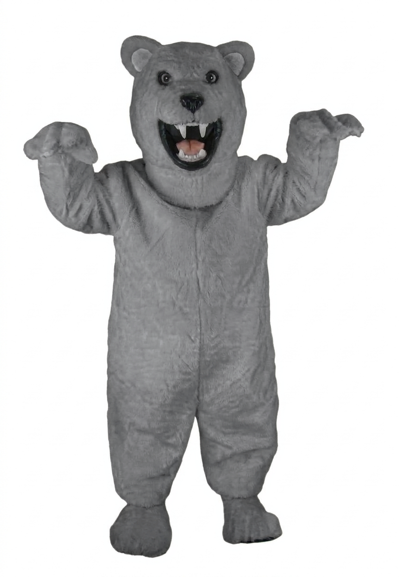 Fierce Polar Bear Mascot - Short fur / Grey mascot costume
