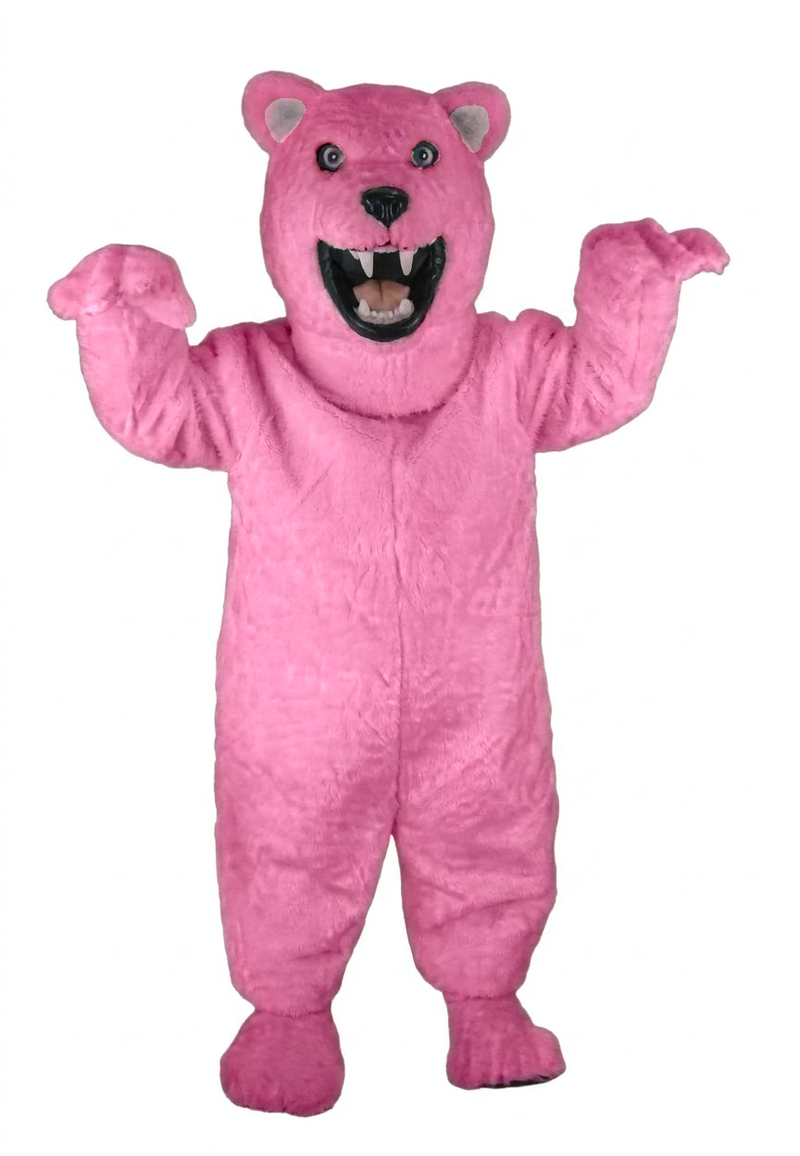 Fierce Polar Bear Mascot - Short fur / Pink mascot costume