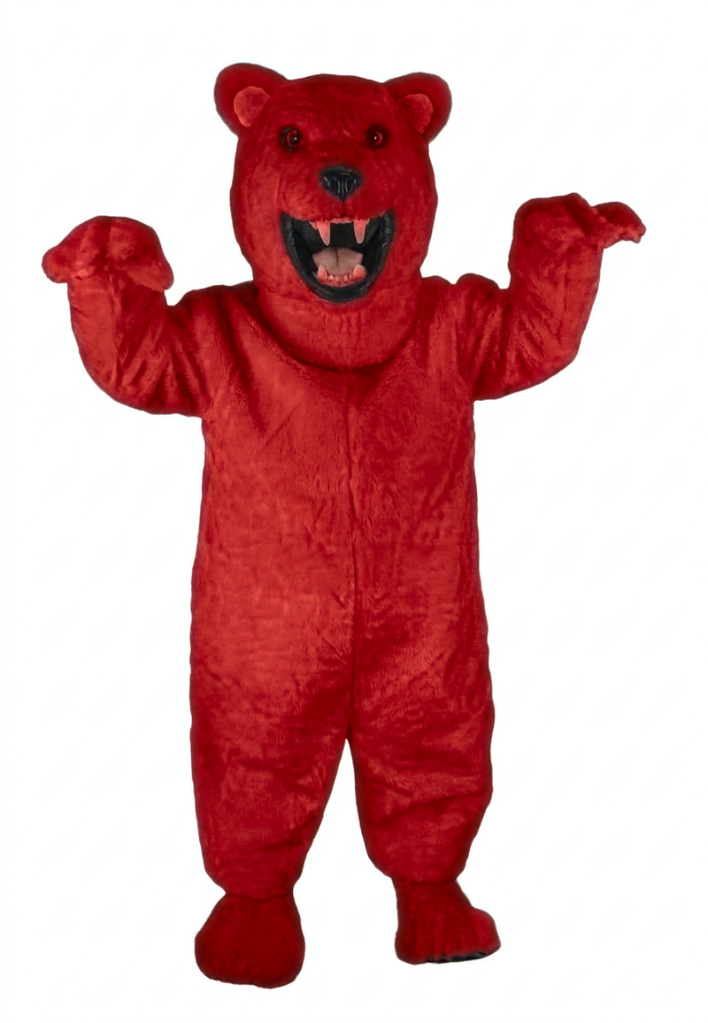 Fierce Polar Bear Mascot - Short fur / Red mascot costume
