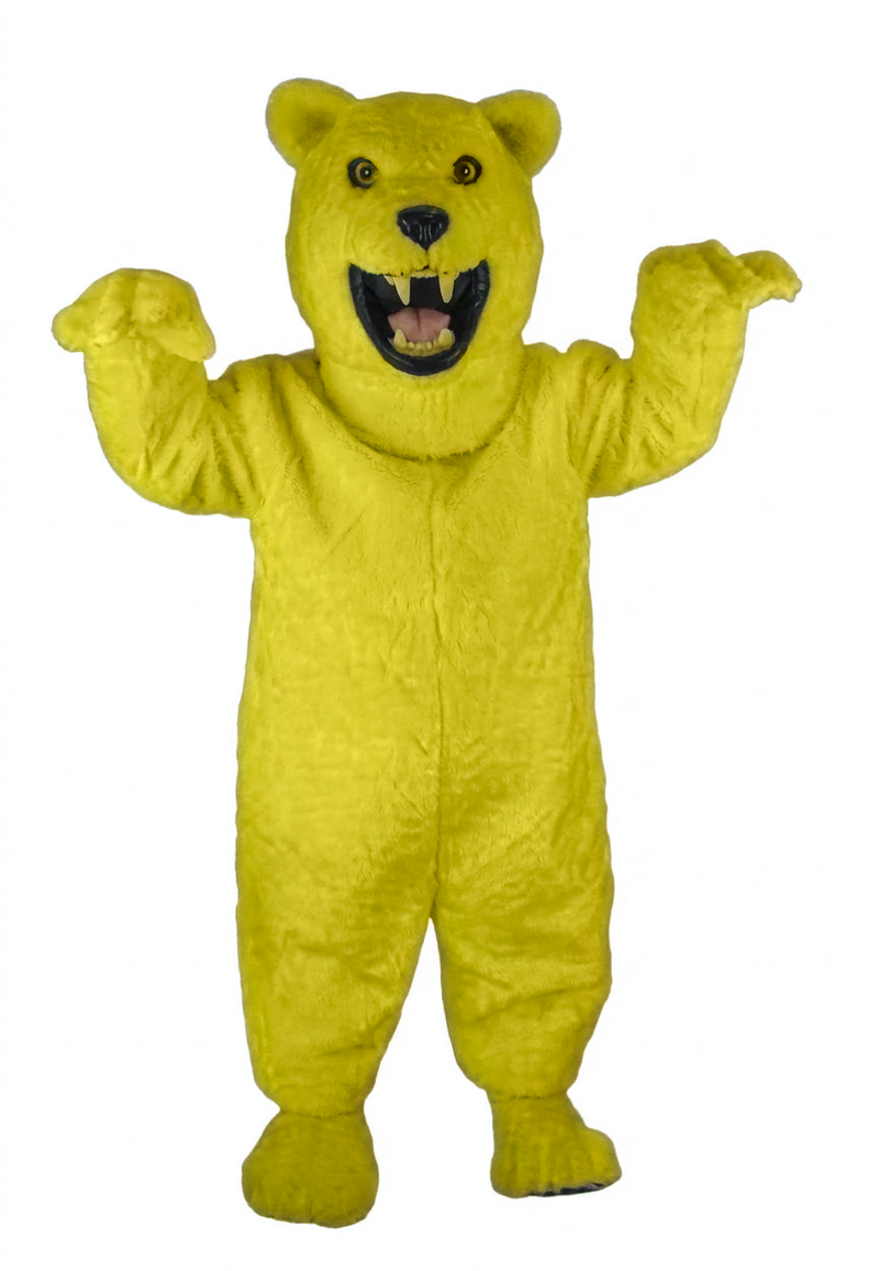 Fierce Polar Bear Mascot - Short fur / Yellow mascot costume