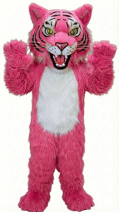 Fierce Wildcat Mascot Costume - Long fur / Bright Pink mascot costume